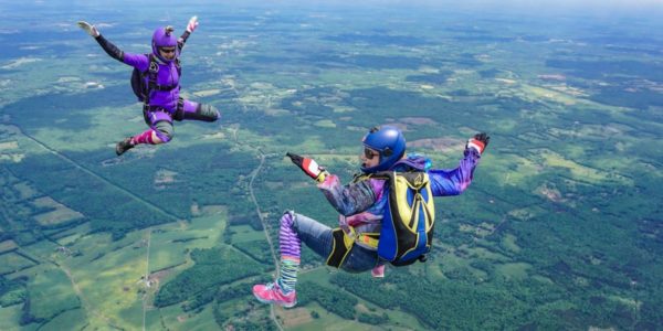 experienced skydivers in freefall