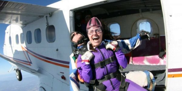 woman faces her fear of skydiving