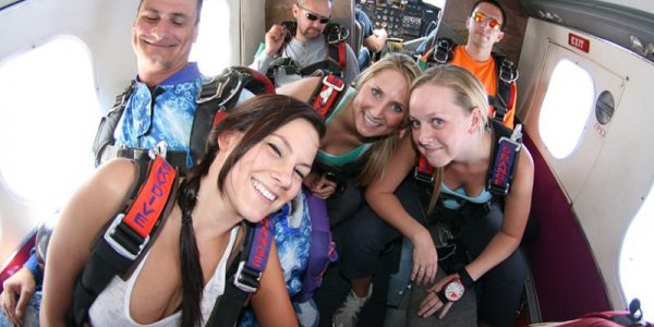 group in plane before skydive